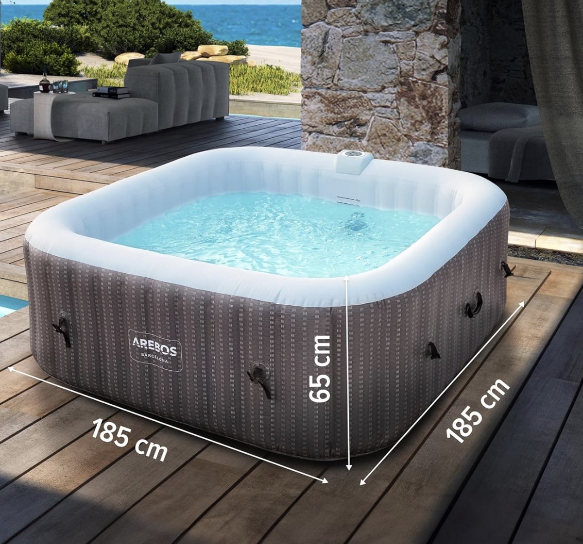 Bubble Spa Luxe Opblaasbare Jacuzzi 6 Persoons 185x185x65 cm
