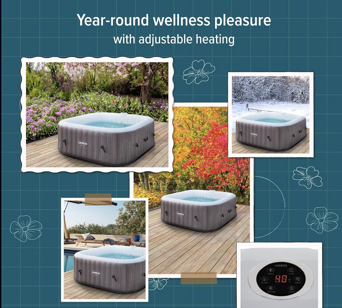Bubble Spa Luxe Opblaasbare Jacuzzi 6 Persoons 185x185x65 cm