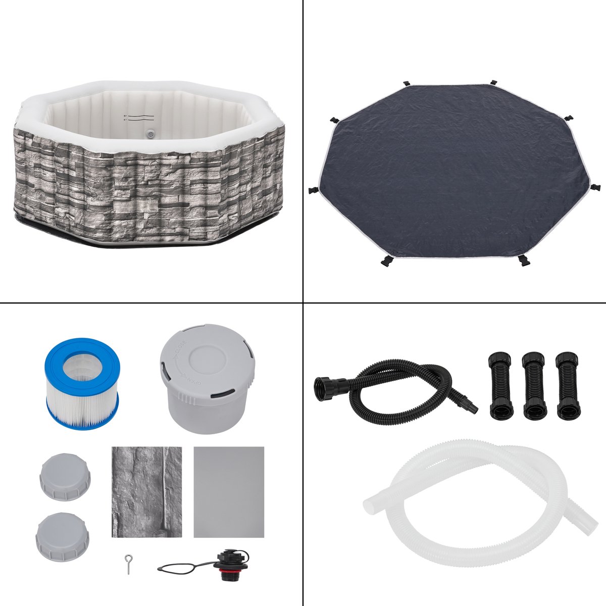 Carosino Opblaasbaar Bubbelbad 5-Persoons Ø195x70 cm
