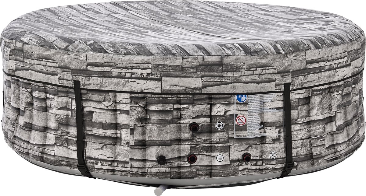 Carosino Opblaasbaar Bubbelbad 6 Persoons Ø204x70 cm Steenlook Grijs Pro.Tec