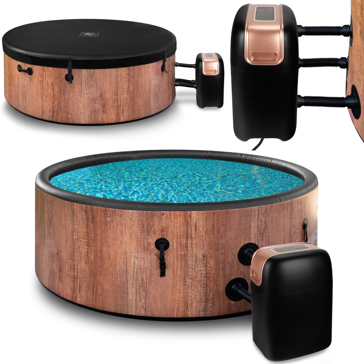 COIL Bains Tuin SPA opblaasbaar 6 personen houtlook