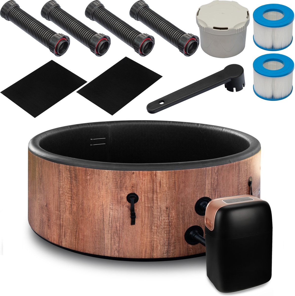 COIL Bains Tuin SPA opblaasbaar 6 personen houtlook