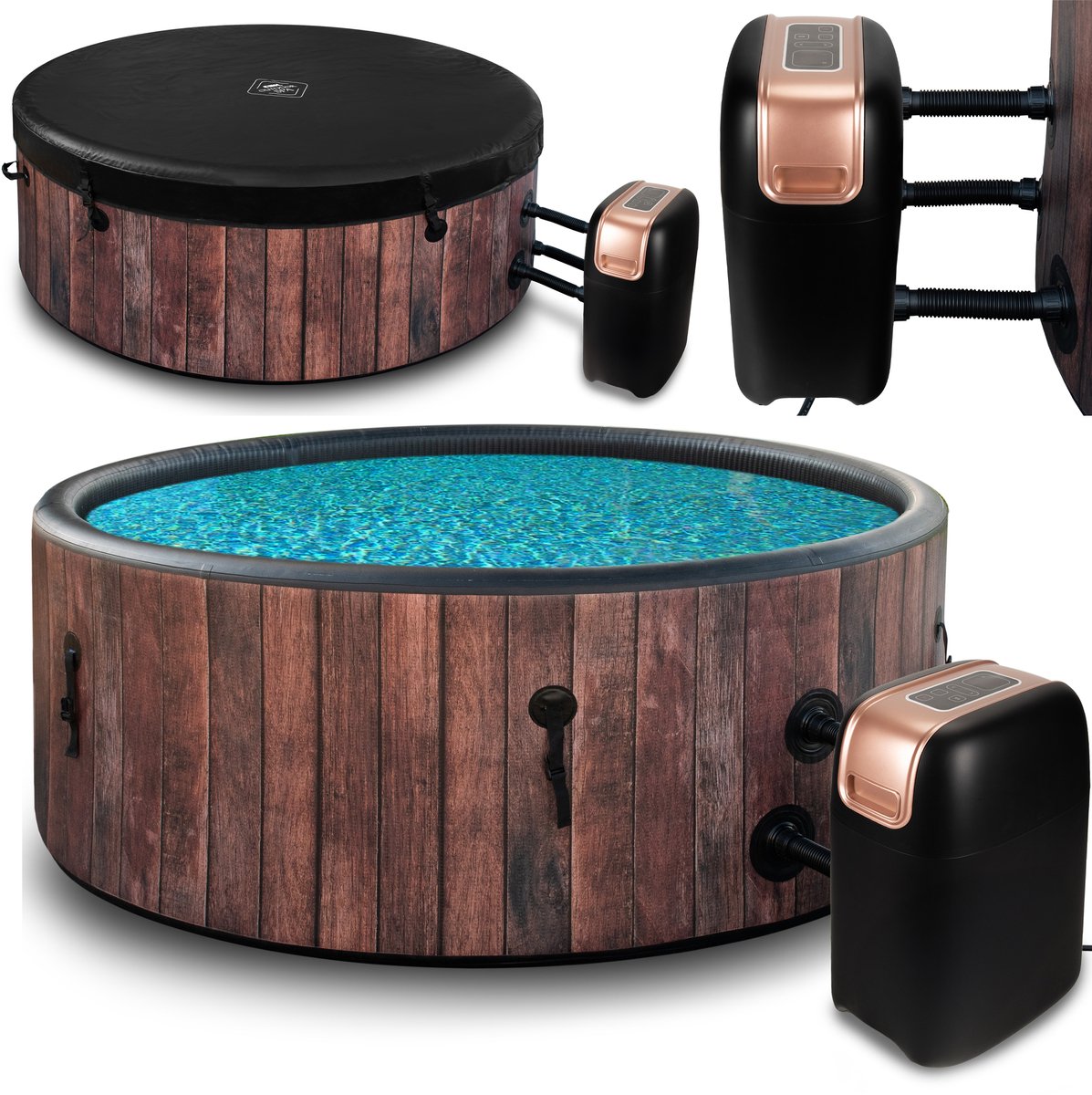 COIL Bains Tuin SPA Opblaasbaar 6 Personen Houtlook Rustiek