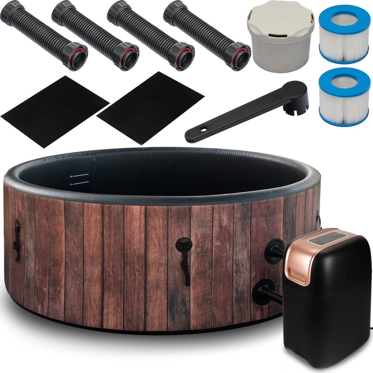 COIL Bains Tuin SPA Opblaasbaar 6 Personen Houtlook Rustiek