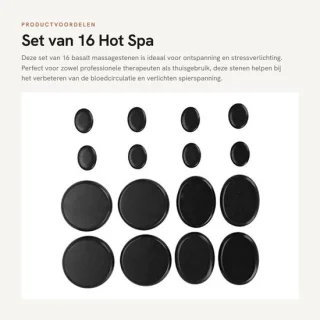 Dailygoods - massagestenen 16 stuks - zwarte basalt