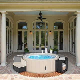Hometotry Opblaasbaar Bubbelbad 4 Persoons Rattan