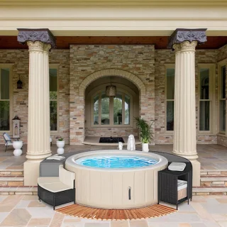 Hometotry Opblaasbaar Bubbelbad 4 Persoons Rattan