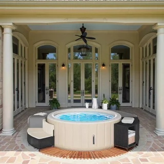 Hometotry Opblaasbaar Bubbelbad 4 Persoons Rattan