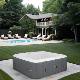 Hometotry Opblaasbare Whirlpool Bubbelbad 4-persoons (vierkant)