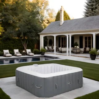 Hometotry Opblaasbare Whirlpool Bubbelbad 4-persoons (vierkant)