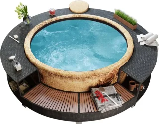 Hot Tub Polyrotan Omranding Rond