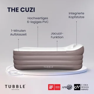 House&Garden Luxe Cuzi taupe opblaasbare whirlpool spa badkuip 2-persoons