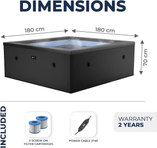 Industrial Home Celestia ProSpa Opblaasbaar Bubbelbad 6 Personen 180x180x70 Zwart