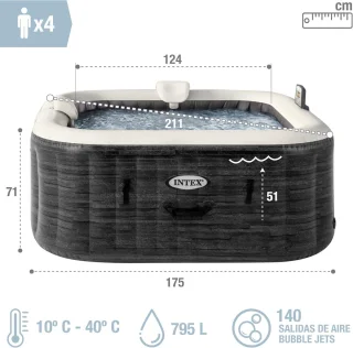 Industrial Home Luxe FiberTech Bubble Spa - Opblaasbare 4-persoons Spa