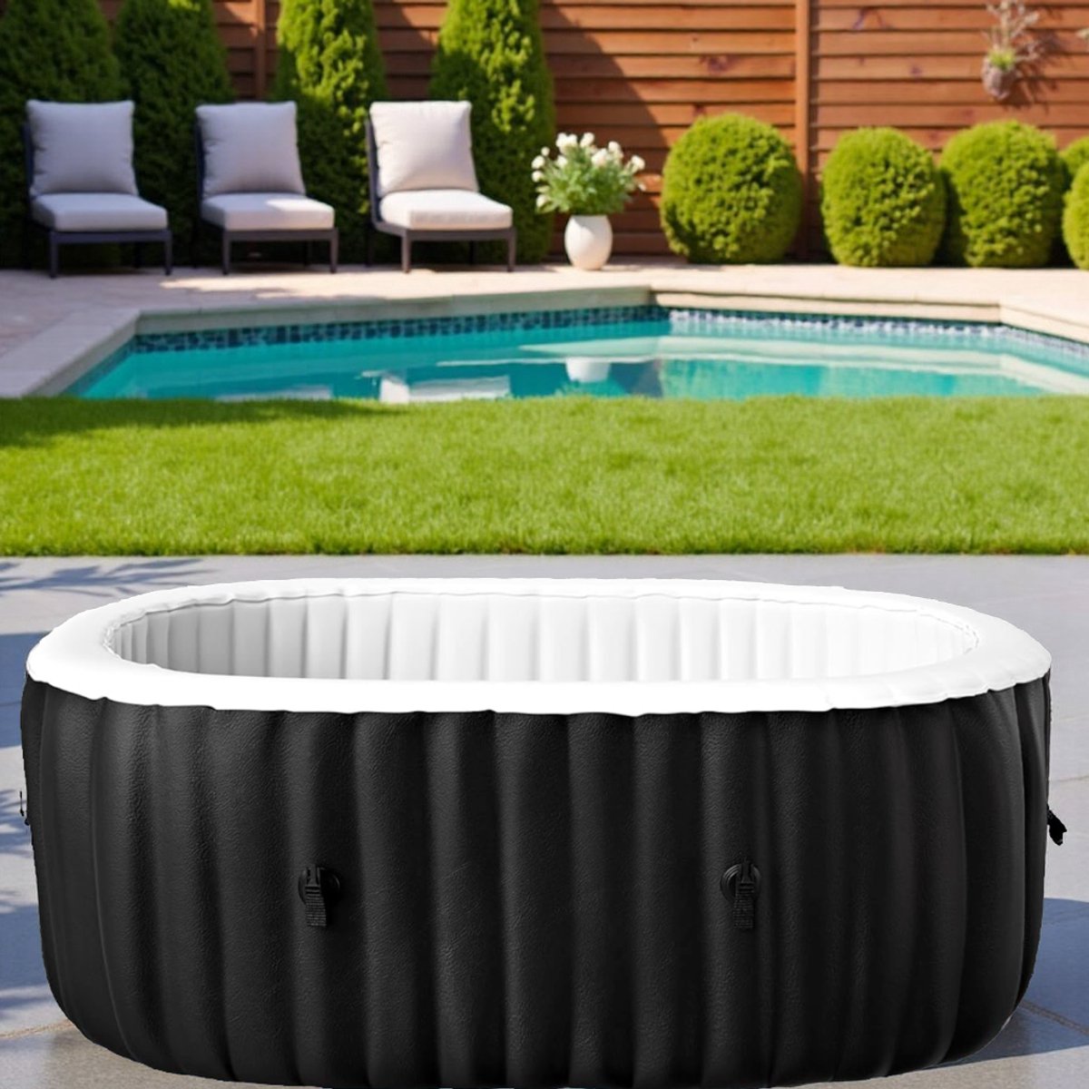 Industrialhome Opblaasbare Hot Tub 2 Personen 660L Zwart Ovaal