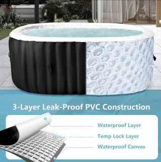Industrialhome Opblaasbare Hot Tub 2 Personen 660L Zwart Ovaal