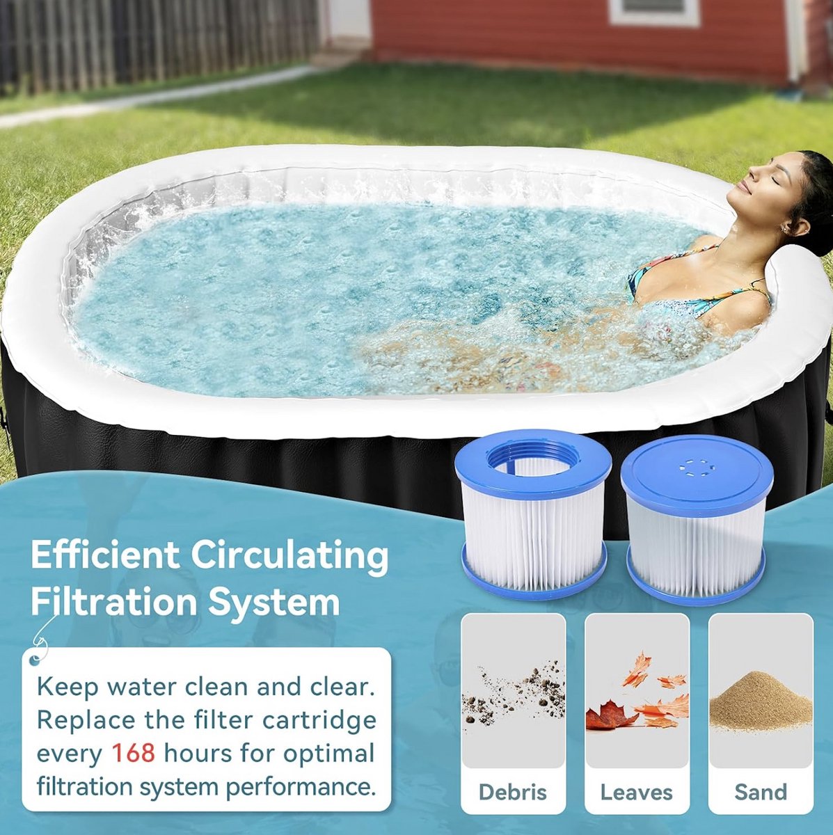 Industrialhome Opblaasbare Hot Tub 2 Personen 660L Zwart Ovaal