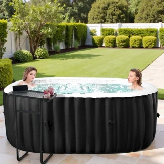 Industrialhome Opblaasbare Hot Tub 2 Personen 660L Zwart Ovaal