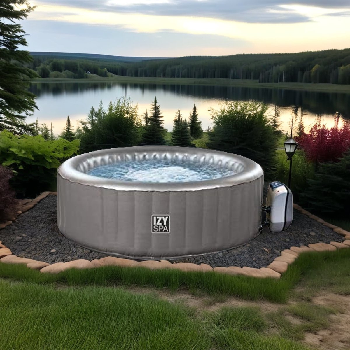 Industrialhome Opblaasbare Jacuzzi 3-Persoons Taupe Grijs