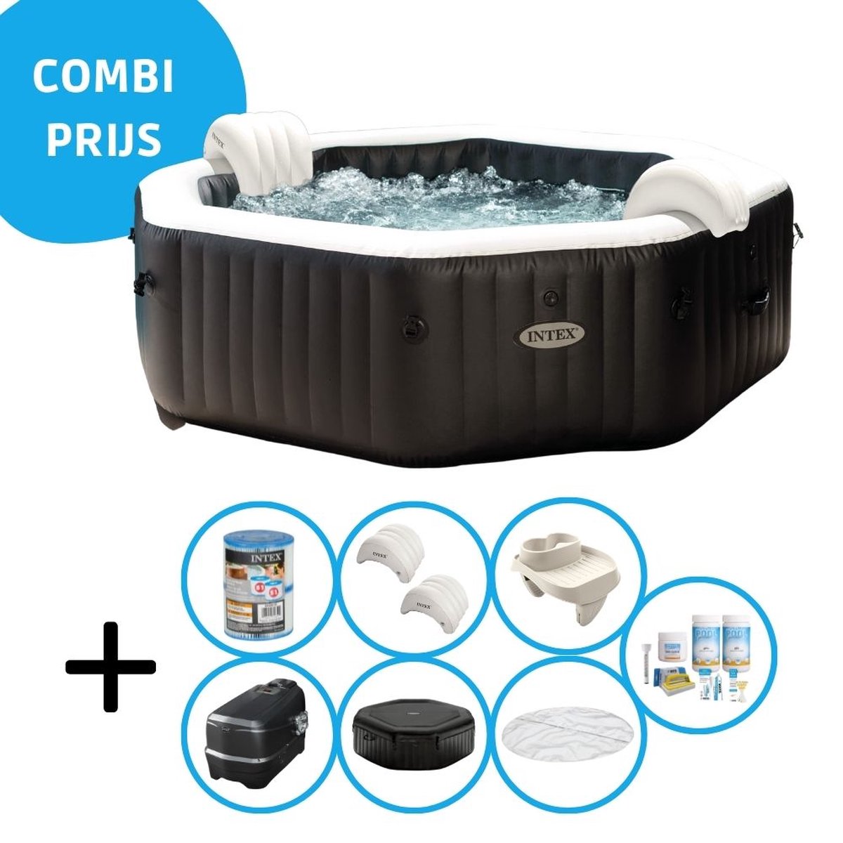 Intex Jet & Bubble Deluxe Jacuzzi 201x71 cm Zwart