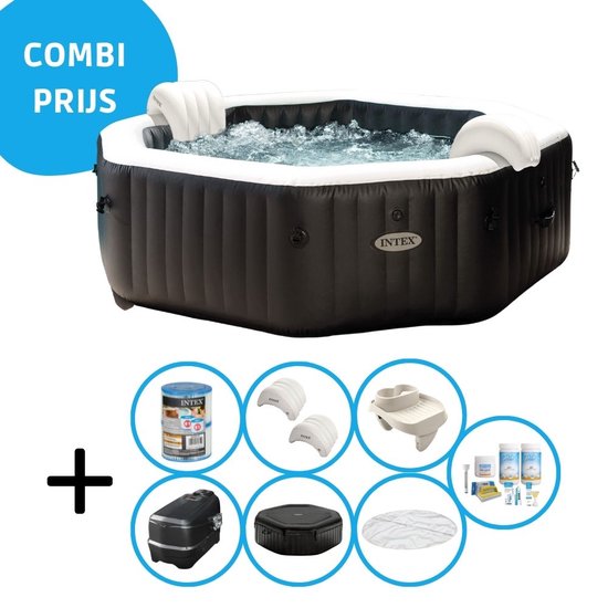 Intex Jet & Bubble Deluxe Jacuzzi 201x71 cm Zwart
