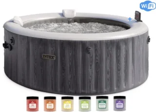 Intex PureSpa Bubble Deluxe Greywood - Opblaasbaar bubbelbad