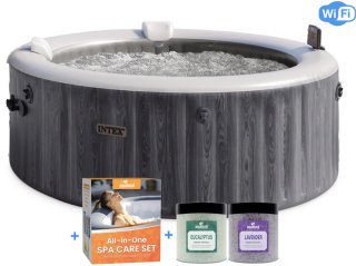 De Intex PureSpa Bubble Deluxe Greywood opblaasbare spa 4 pers in één oogopslag