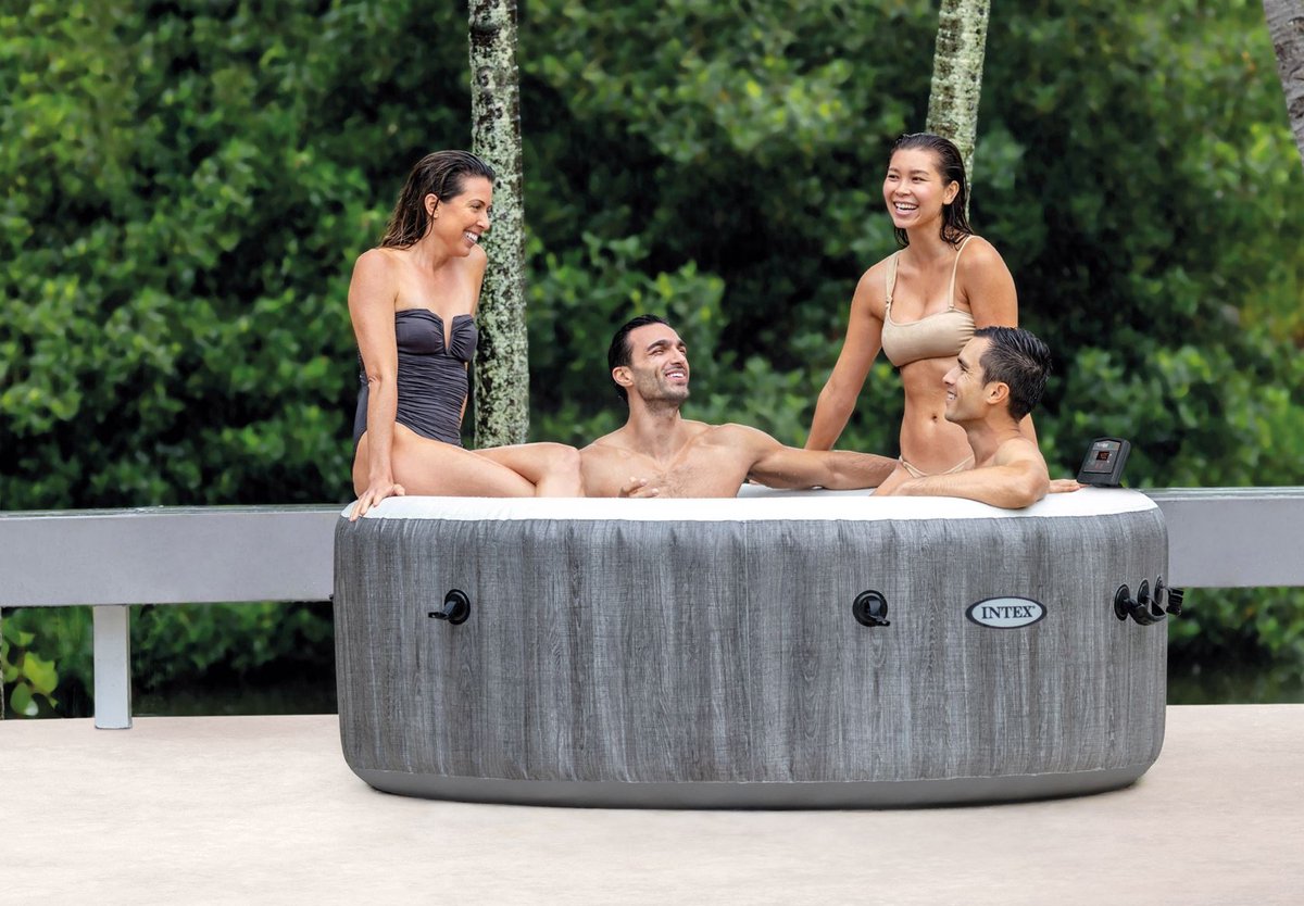 Intex PureSpa Greywood Deluxe 4-Persoons Spa Ø196x71 cm