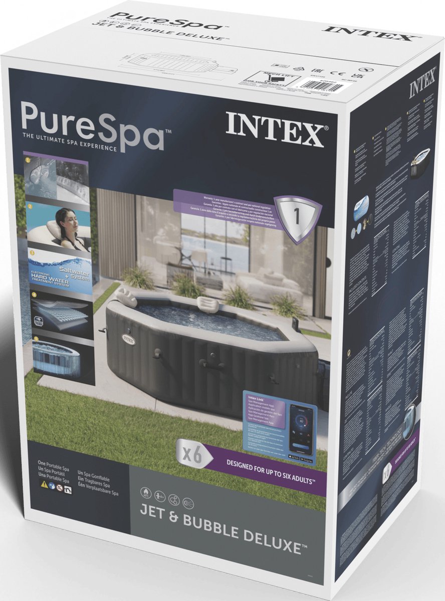 Intex PureSpa Onyx Black Jet & Bubble Deluxe 6-Persoons Spa