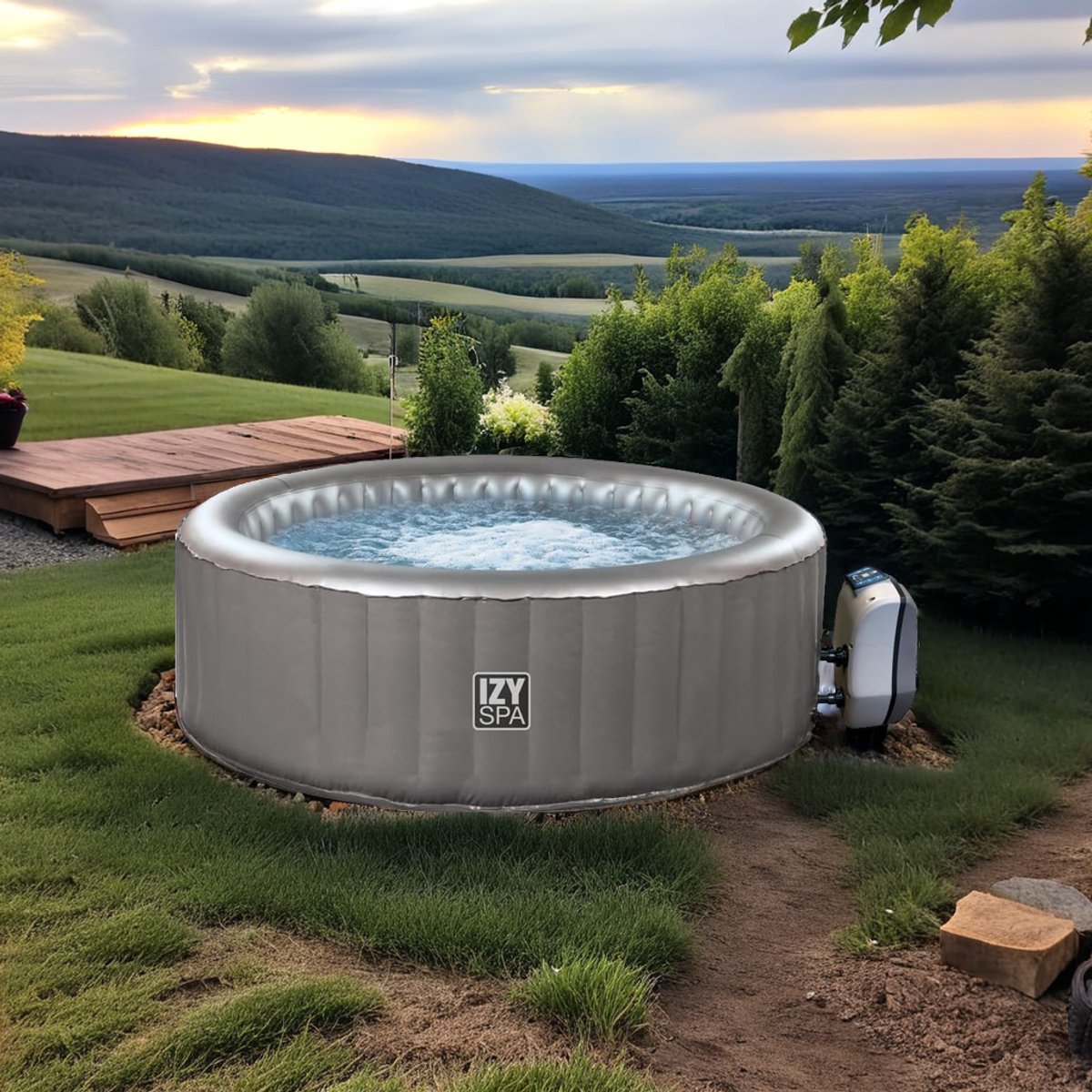 Jacuzzi Opblaasbaar 3-Persoons Rond 165 cm Grijs