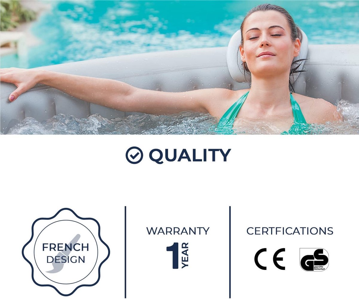 Jacuzzi Opblaasbaar 3-Persoons Rond 165 cm Grijs