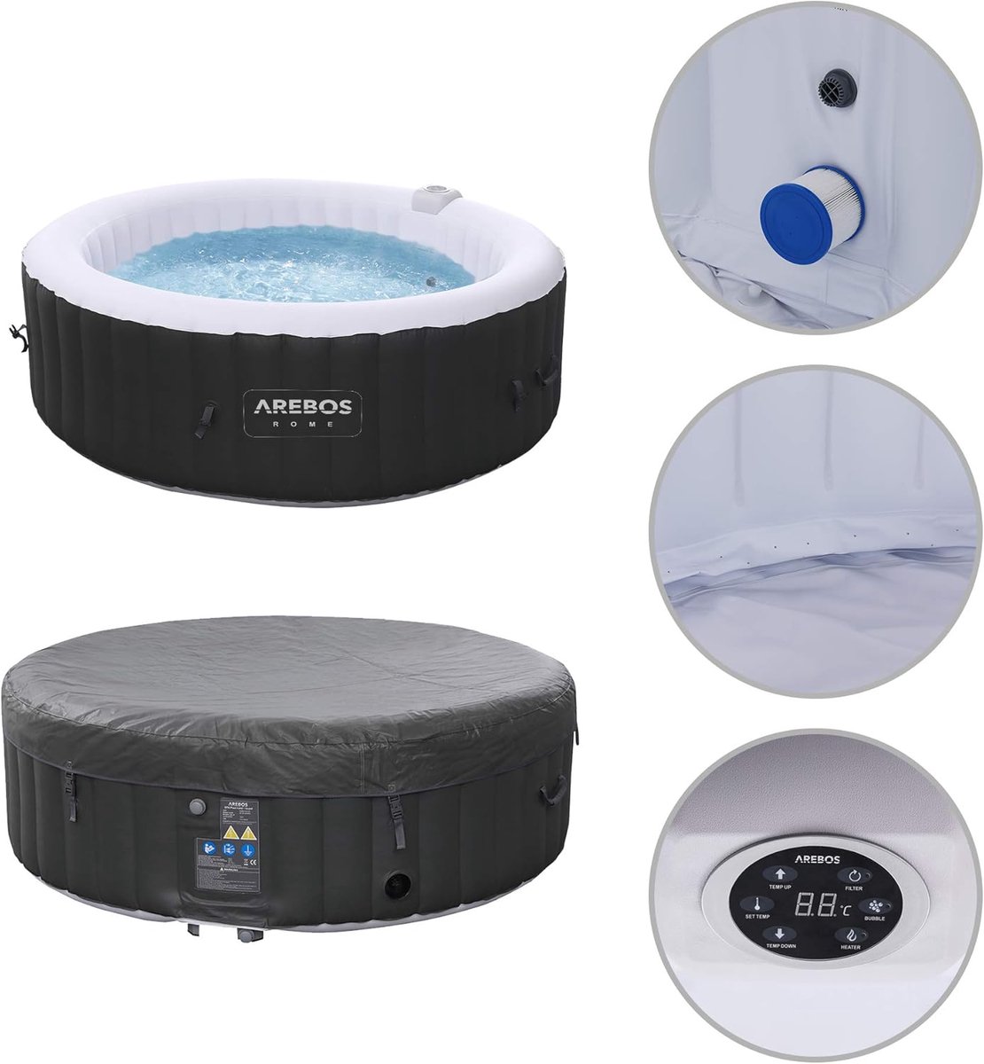 Jacuzzi Opblaasbaar 6 Persoons Ø208 cm Bubbelbad