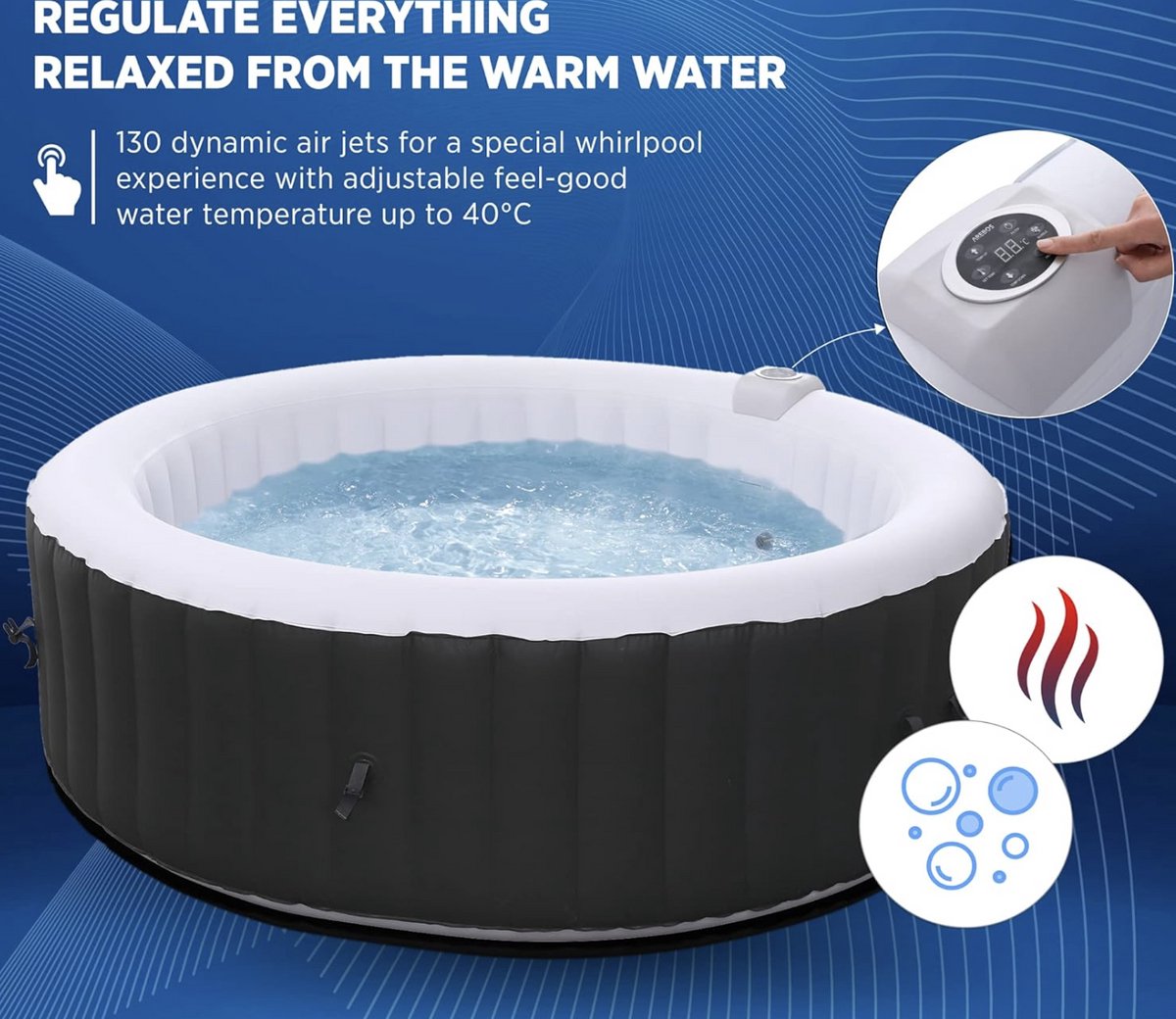 Jacuzzi Opblaasbaar 6 Persoons Ø208 cm Bubbelbad