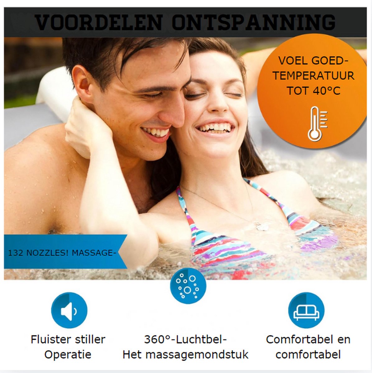 Jacuzzi Opblaasbaar Vierkant 4-6 Personen