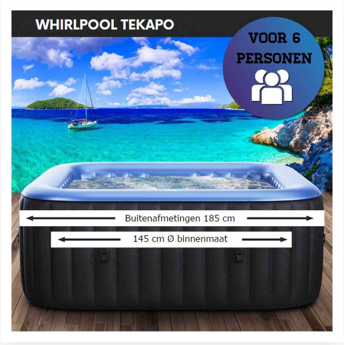 Jacuzzi Opblaasbaar Vierkant 4-6 Personen