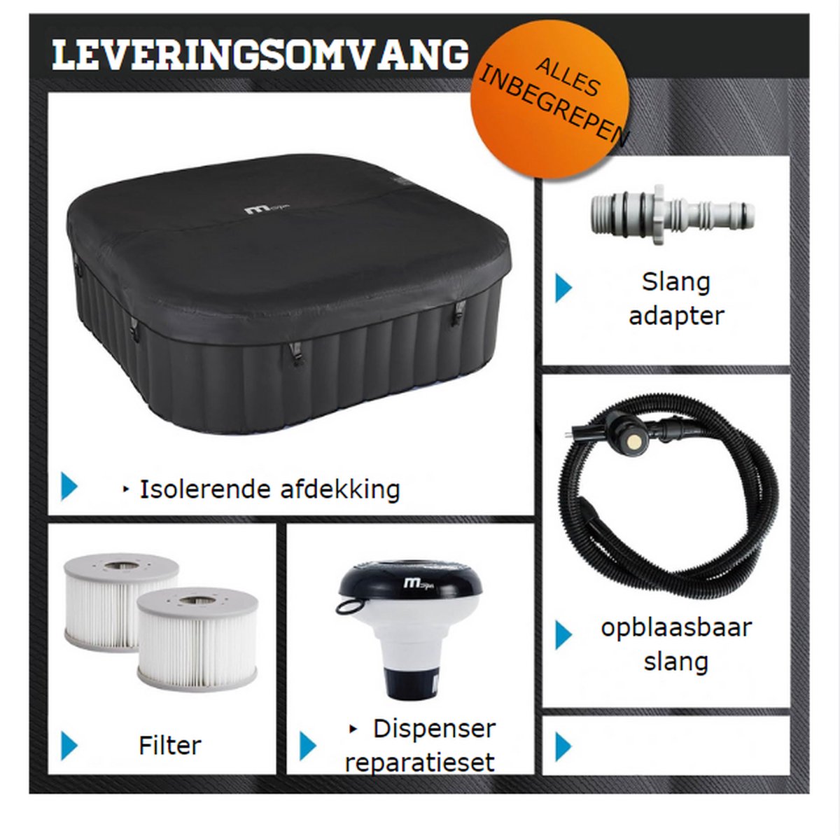 Jacuzzi Opblaasbaar Vierkant 4-6 Personen