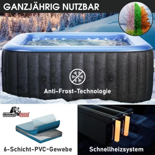 De Laura Opblaasbare Hottub Spa 185x185 cm – 6 Persoons Vierkante Jacuzzi in één oogopslag