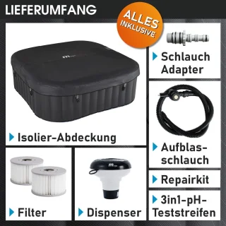 Wat vinden we goed aan de Laura Opblaasbare Hottub Spa 185x185 cm – 6 Persoons Vierkante Jacuzzi
