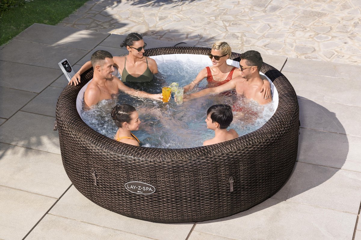Lay-Z-Spa Bali MaxHold EnergySense UltraFit AirJet 216x71cm Bruin Rattan Rond