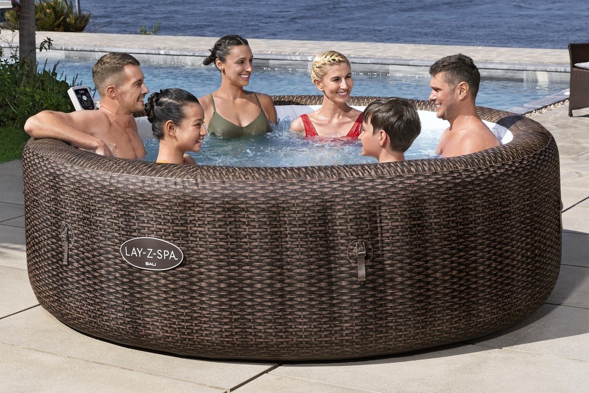 Lay-Z-Spa Bali MaxHold EnergySense UltraFit AirJet 216x71cm Bruin Rattan Rond