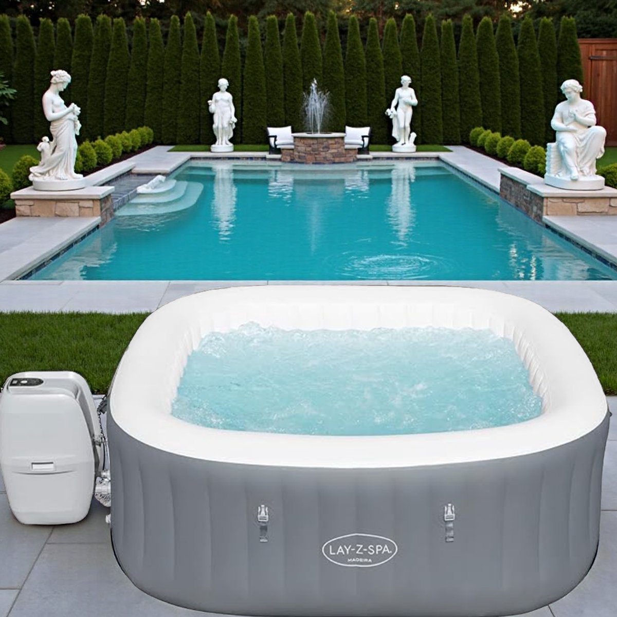 Luxe Jacuzzi 6 Persoons 180x180 cm Grijs