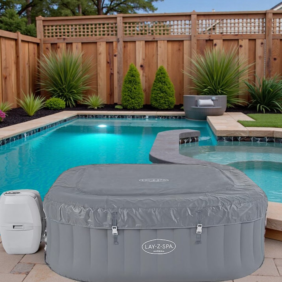 Luxe Jacuzzi 6 Persoons 180x180 cm Grijs