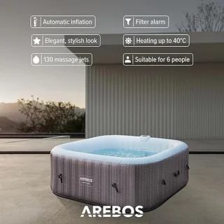 Luxe Rattan Opblaasbare Jacuzzi 185x185x65 cm - 6 Persoons