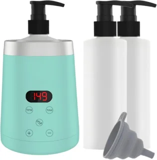 Massageöl-Wärmer groen met twee dispenserflessen