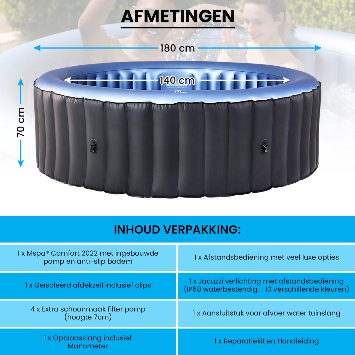 MSPA Spa 2025 Opblaasbare Jacuzzi voor 4-5 Personen