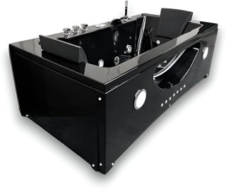 De Novihome Hypnotica Vrijstaande Whirlpool Badkuip 180x90 cm Zwart Acryl in één oogopslag