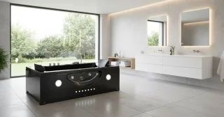 Novihome Hypnotica Vrijstaande Whirlpool Badkuip 180x90 cm Zwart Acryl