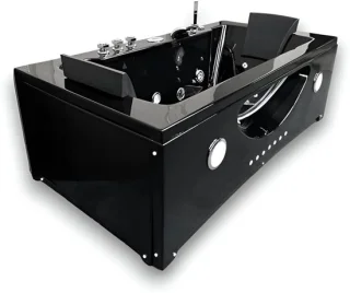 Novihome Hypnotica Vrijstaande Whirlpool Badkuip 180x90 cm Zwart Acryl