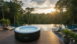 Novihome Miami AirJet Opblaasbare Spa 4 Personen – Rond 180x66 cm – Zwart