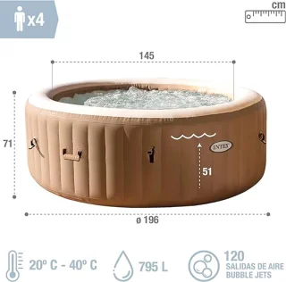 Novihome PureSpa Deluxe Opblaasbare Spa 4-persoons - Beige